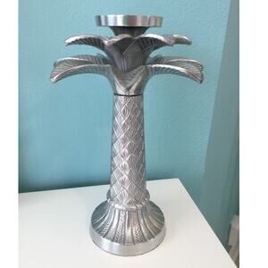 Holland Boone Polished Pewter Palm Tree Candle Holder